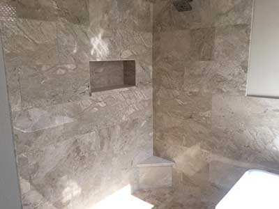Marble floor tiles installed by TLC Tile Pros Tampa